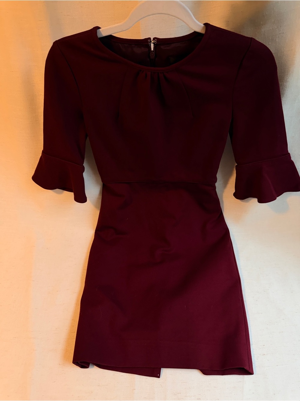 J.Crew H0585 Burgundy Ponte Bell Sleeve Sheath Dress 00P Petite